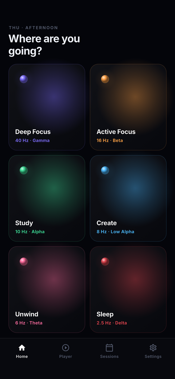 FlowLock home screen with six flow states